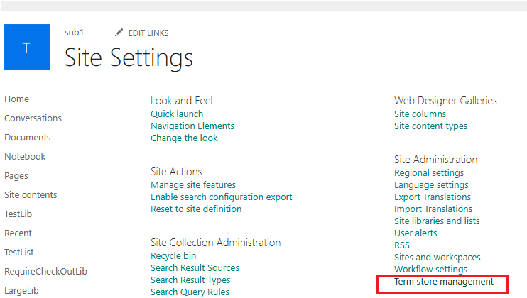 SharePoint Term Store Management